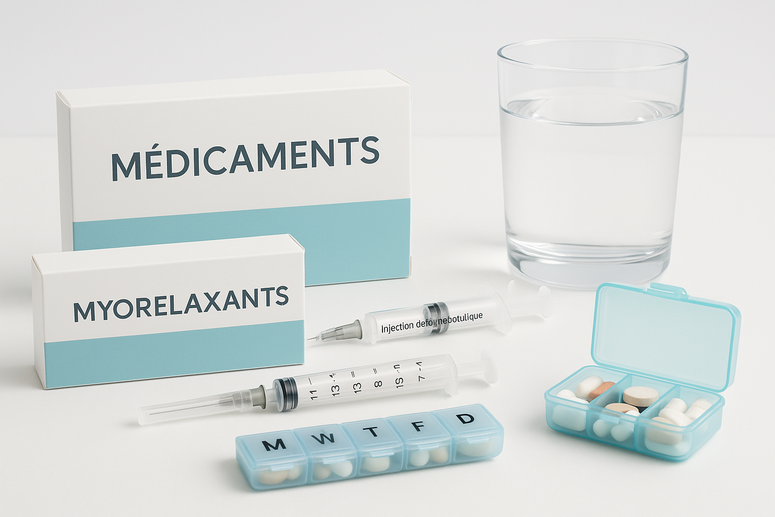 Différents traitements médicamenteux utilisés pour gérer la spasticité : myorelaxants oraux et injections de toxine botulique